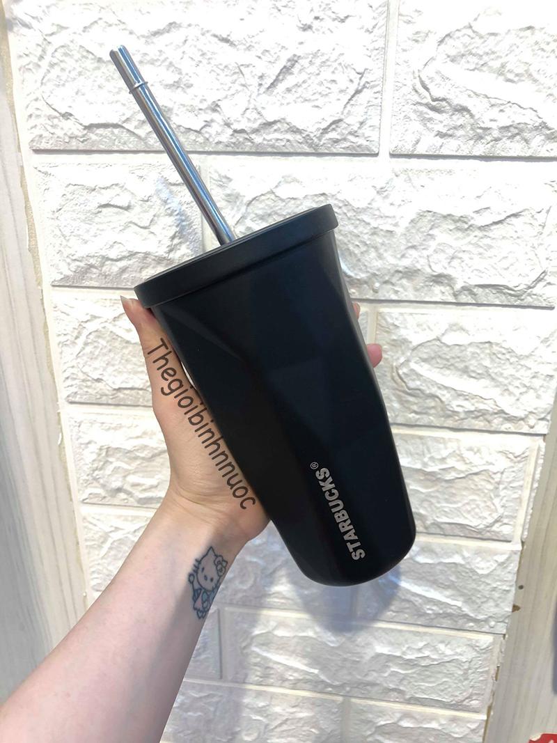 [HCM]Ly Cold Cup Starbucks Tumbler Đen B227