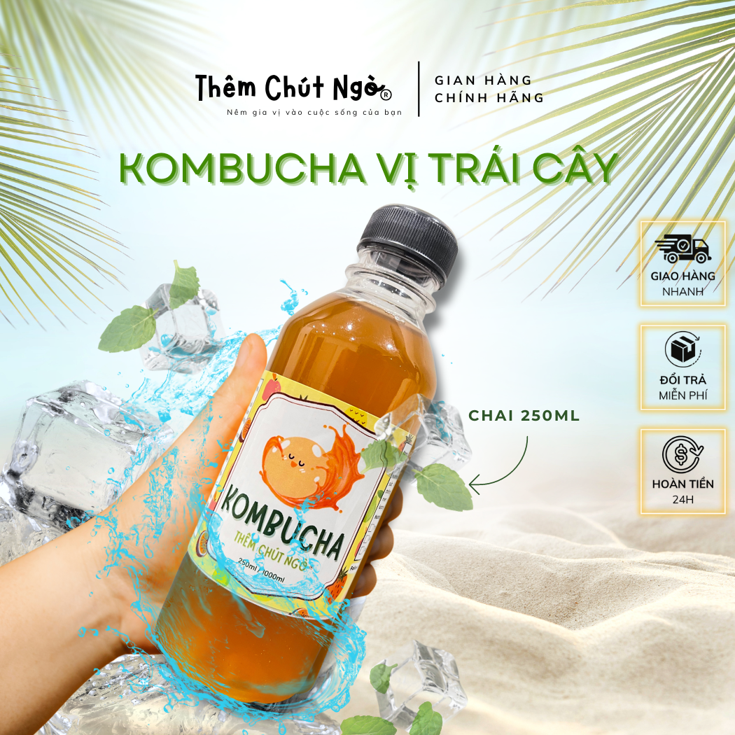 Trà lên men kombucha vị trái cây - Thùng 4 Chai 250ml