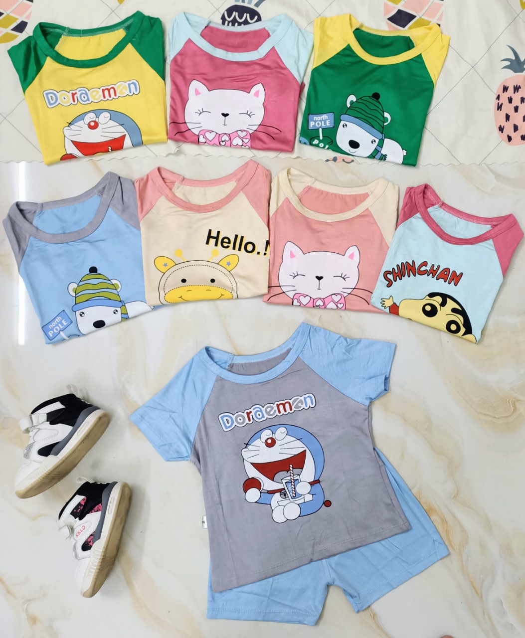 Bộ thun lạnh phối màu hình thú đùi cho bé T2LM8