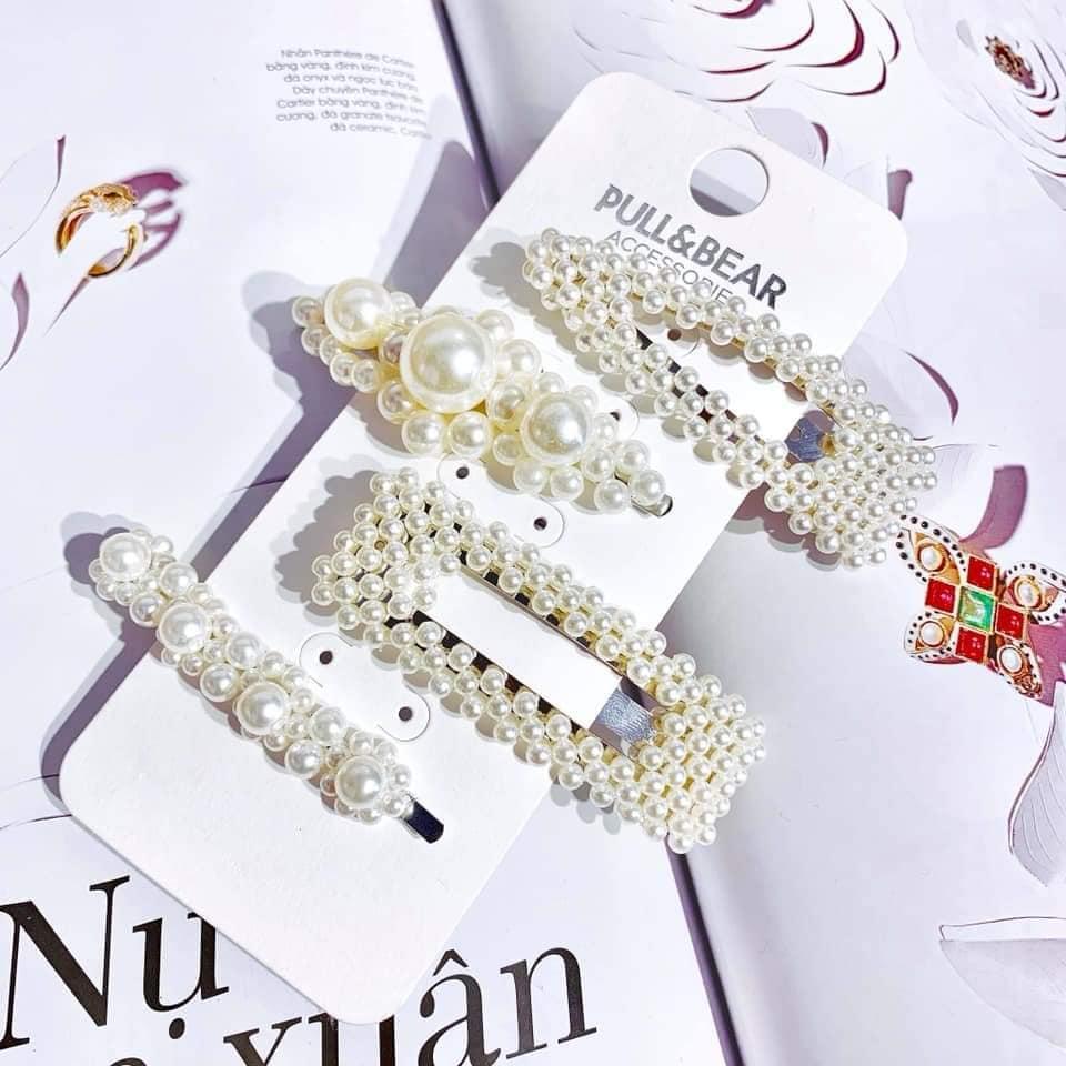 Set 4 Kẹp Tóc Ngọc Trai Hàn Quốc Trendy Siêu Xinh