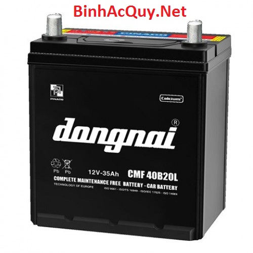 BÌNH ẮC QUY ĐỒNG NAI CMF 40B20L (12V-35AH) cho dòng xe Chevrolet Spark, Kia Morning, Honda City, I10