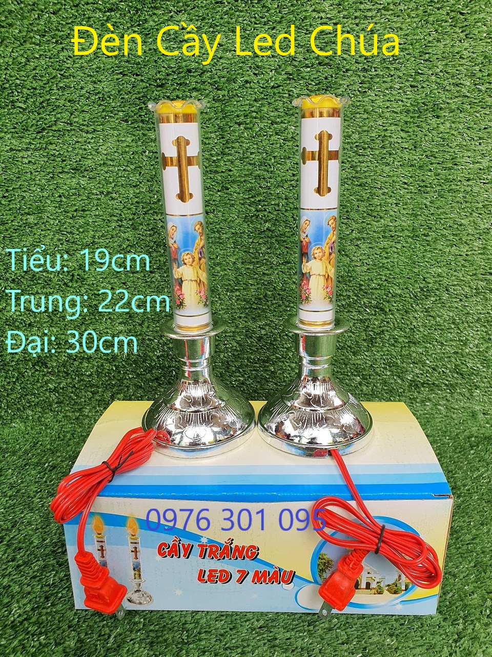 Đèn cầy led trắng 7 màu hình chúa