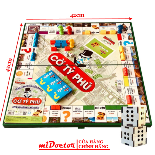 Cờ Tỷ Phú miDoctor LOẠI LỚN Hàng Xịn - Bộ Cờ Tỉ Phú Việt Nam Monopoly Cao Cấp, Trò Chơi Trí Tuệ, Khám Phá Tư Duy Làm Giàu, Board Game