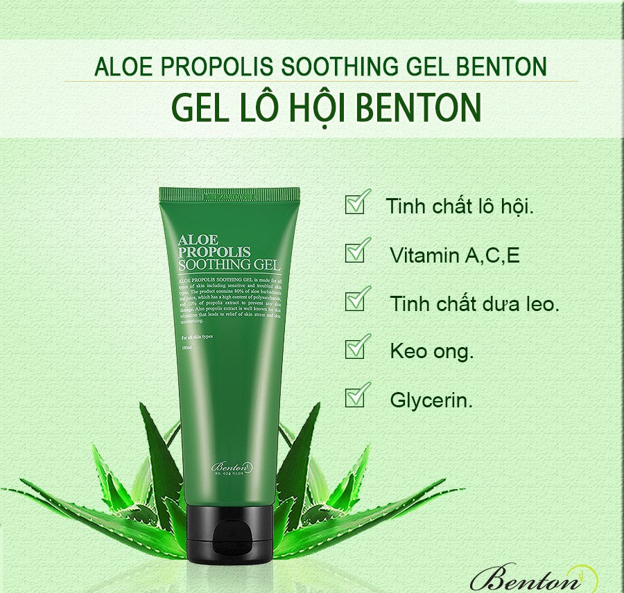 Gel Dưỡng Ẩm, Cấp Nước, Làm Dịu Da Chiết Xuất Lô Hội Và Keo Ong Benton Aloe Propolis Soothing Gel