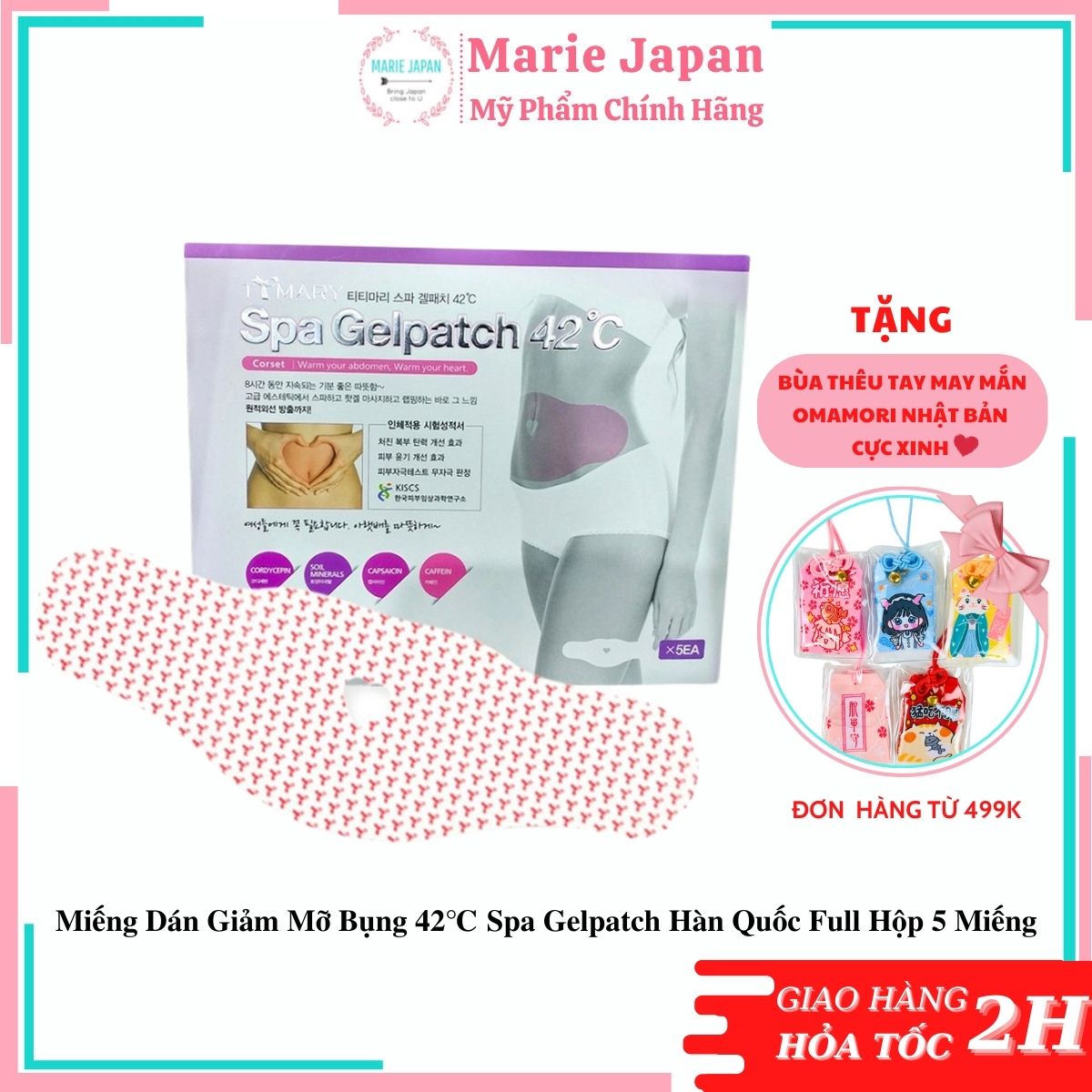 Miếng dán giảm mỡ bụng 42 độ c spa gelpatch hàn quốc full hộp 5 miếng