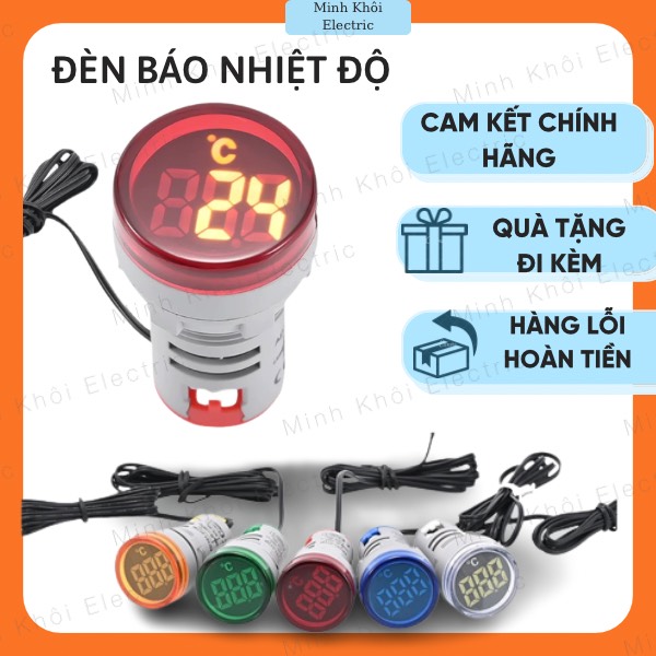 Đèn báo nhiệt độ phi 22, đèn nhiệt độ, đèn báo tủ điện