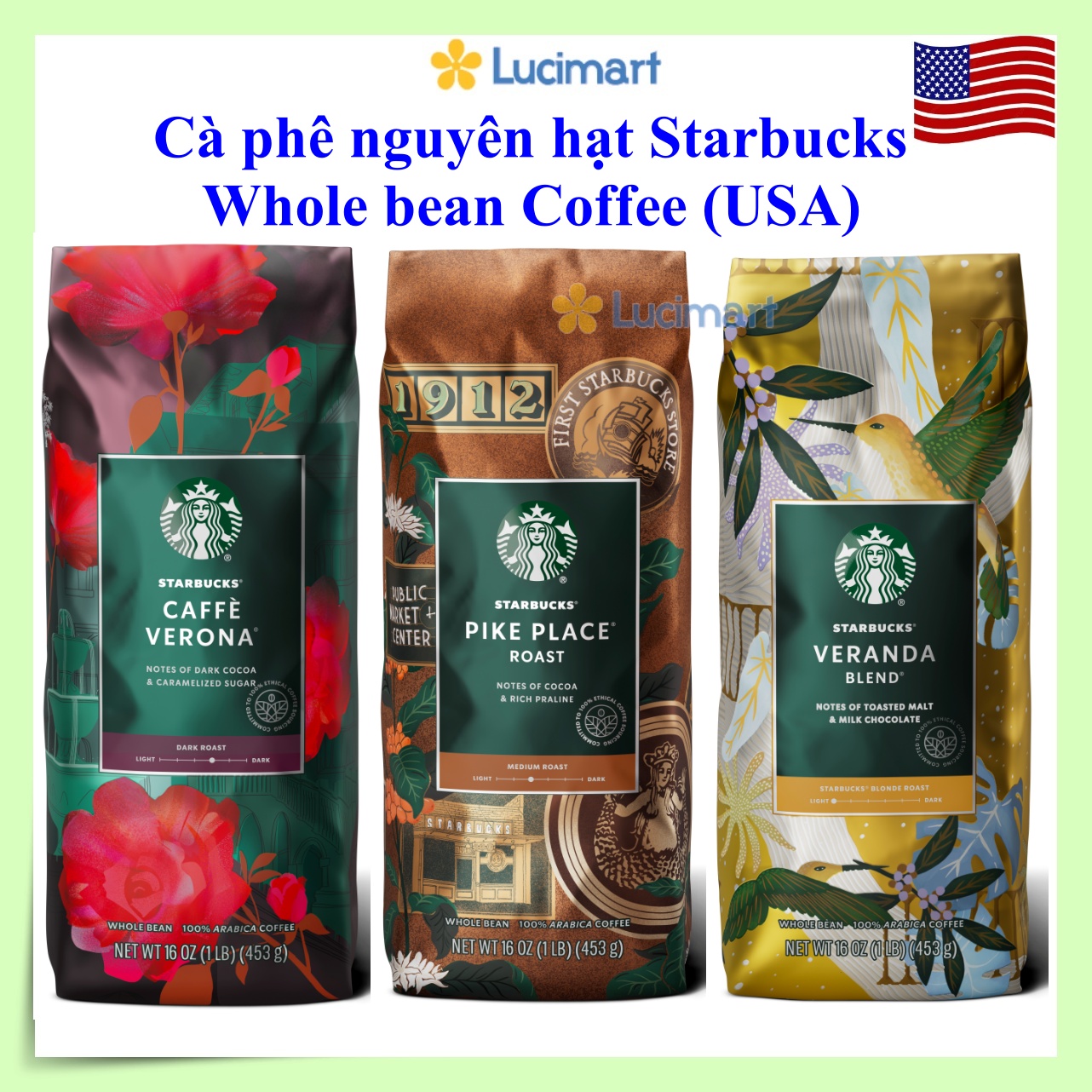 Cà phê Starbucks nguyên hạt 100% Arabica Coffee Whole Bean (USA)