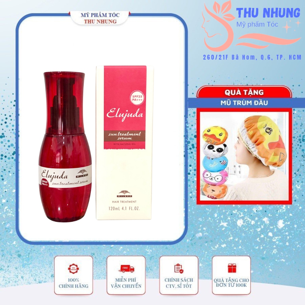 Tinh dầu dưỡng tóc milbon elujuda sun treatment serum spf25 120m