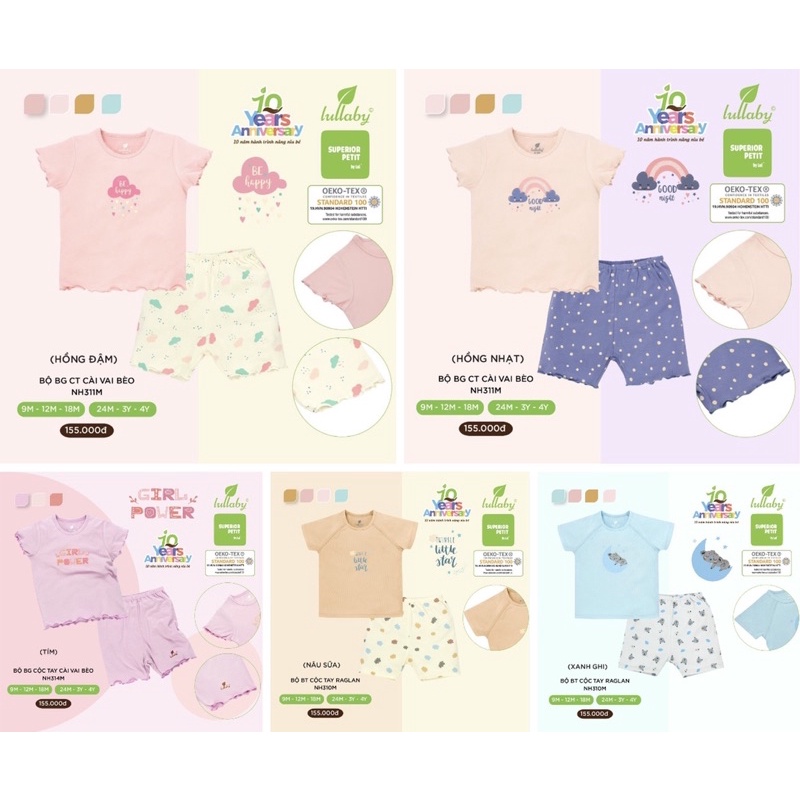 Bộ cộc tay bé trai/bé gái raglan Petit Lullaby [NH310M-NH313M]