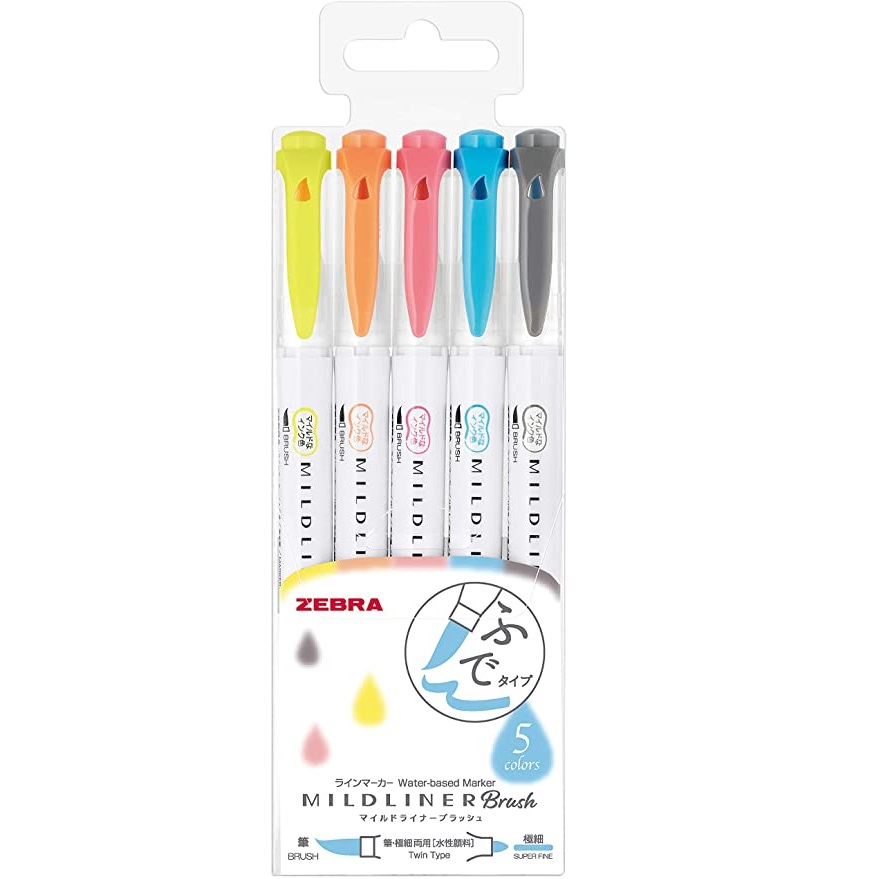 BỘ 5 BÚT ZEBRA MILDLINER BRUSH