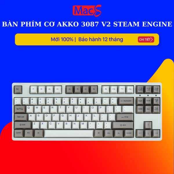 Bàn phím cơ AKKO 3087 v2 Steam Engine (Akko switch v2 / Foam tiêu âm / Keycap Việt Nam)