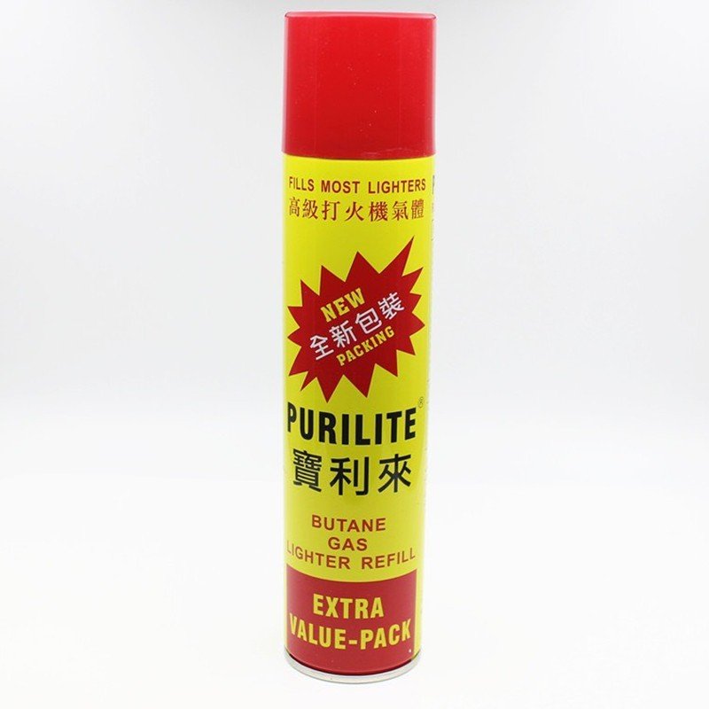 Deva shop_Bình gas vàng hàn quốc purilite 300ml có kèm 5 đầu bơm_bơm bật lửa_hộp quẹt