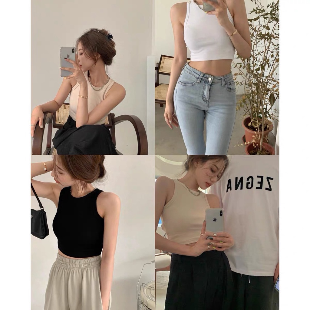 Áo Croptop ba lỗ ôm Body kiểu dáng Basic Okélla
