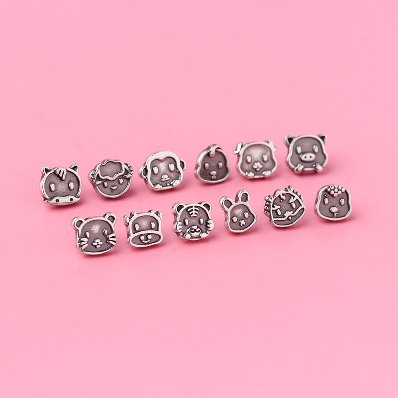 [MẪU MỚI] [S925] Charm bạc 3D xỏ ngang 12 con giáp - MH744