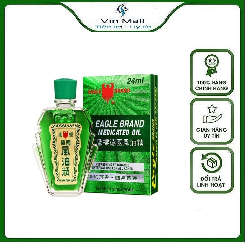 Dầu Gió Xanh 2 Nắp SingaPore Eagle Brand 24ml - Mẫu mới