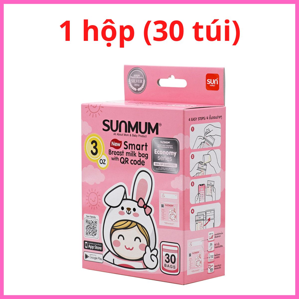 Túi trữ sữa sunmum mini 100ml Thái Lan 3 khoá zip (mẫu mới)