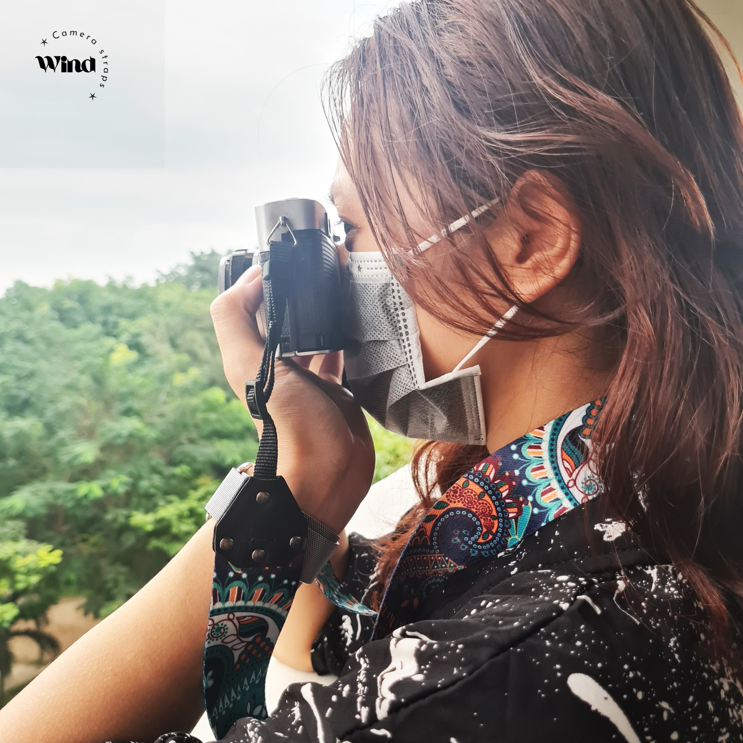 [CAMERA] Dây Đeo Máy Ảnh Classical Thổ Cẩm BIỂN XANH