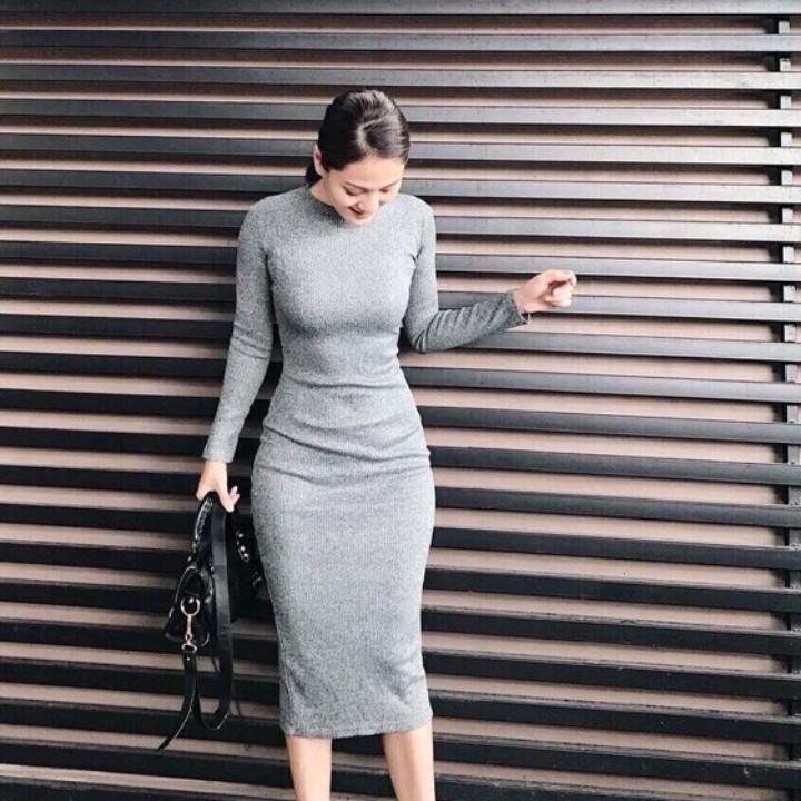 ĐẦM BODY THUN GÂN DÀI TAY