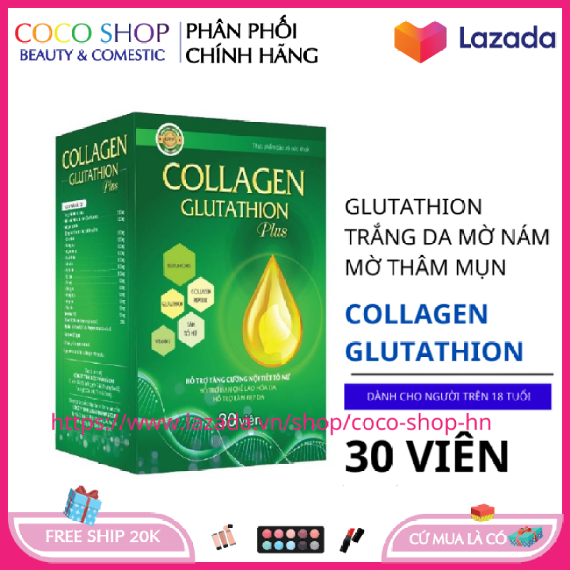 Viêng uống trắng da Ngọc Trinh Collagen Glutathion Plus giúp da khỏe đẹp căng bóng chống lão hóa hộp 30 viên HSD 2023