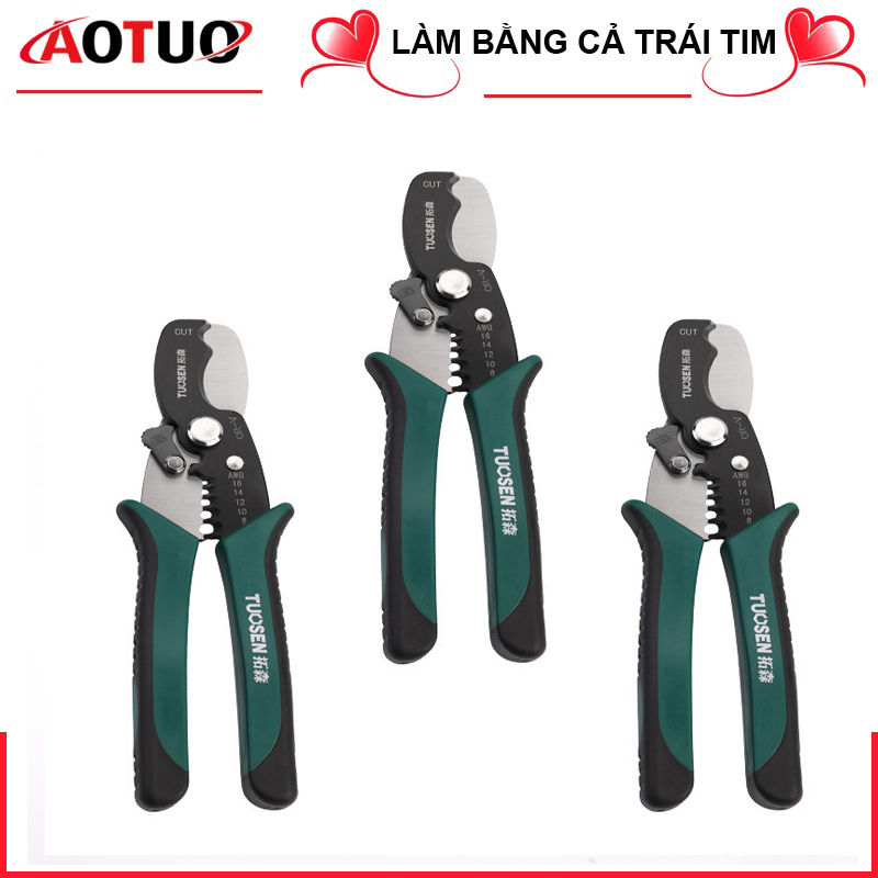 AOTUO Kềm tuốt dây điện, kìm tước tước dây điện 8inch