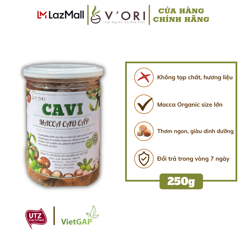 HẠT MACCA CAVI CAO CẤP 250GR (CHUẨN VIETGAP)