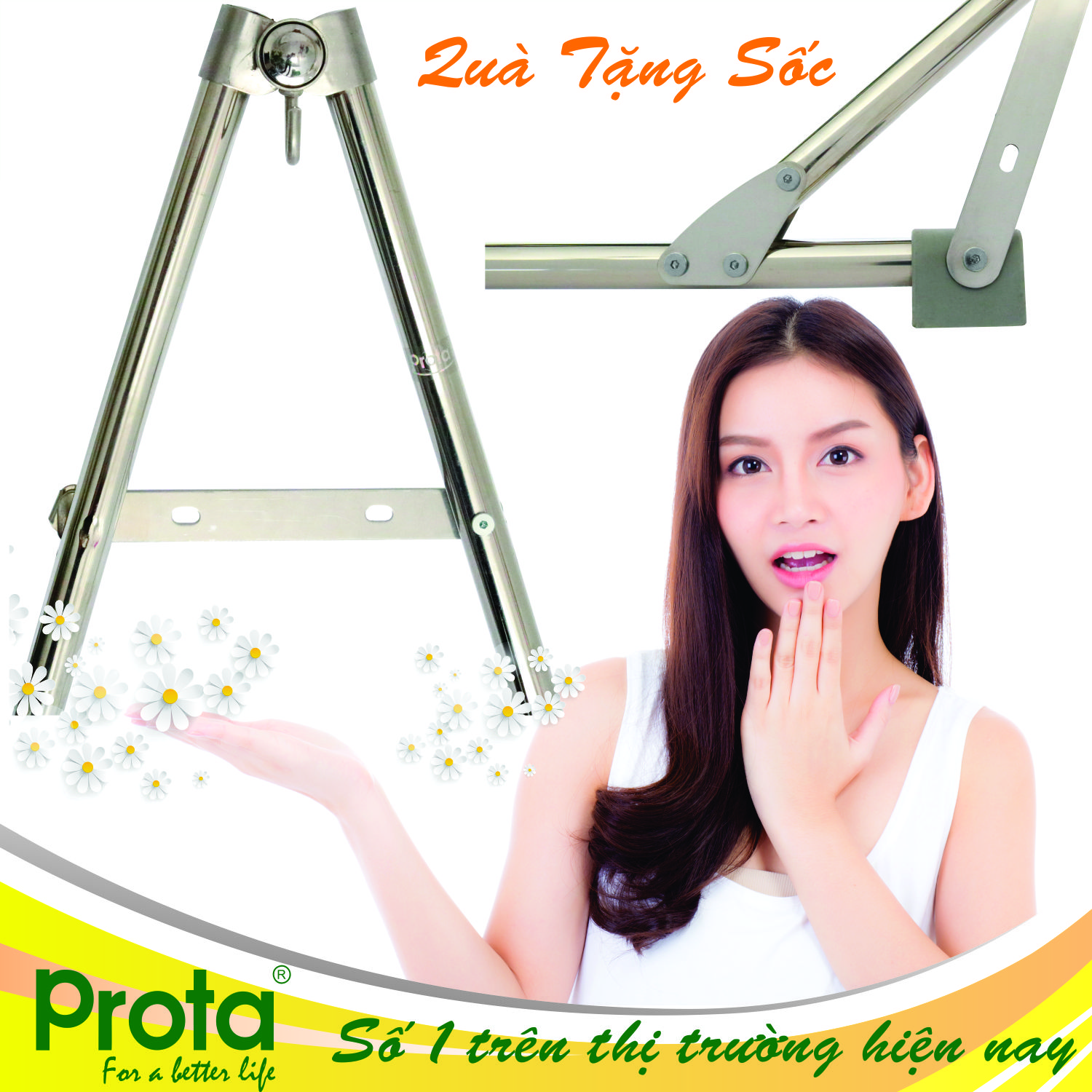 [CHÍNH HÃNG] Khung võng xếp inox cao cấp Prota (tặng 2 bộ móc treo gối + 1 thanh chống tường inox)- Bảo hành 3 năm