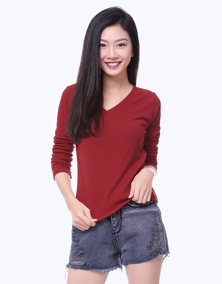 ÁO THUN CỔ TIM TAY DÀI - ÁO THUN THÁI CO GIÃN 4 CHIỀU