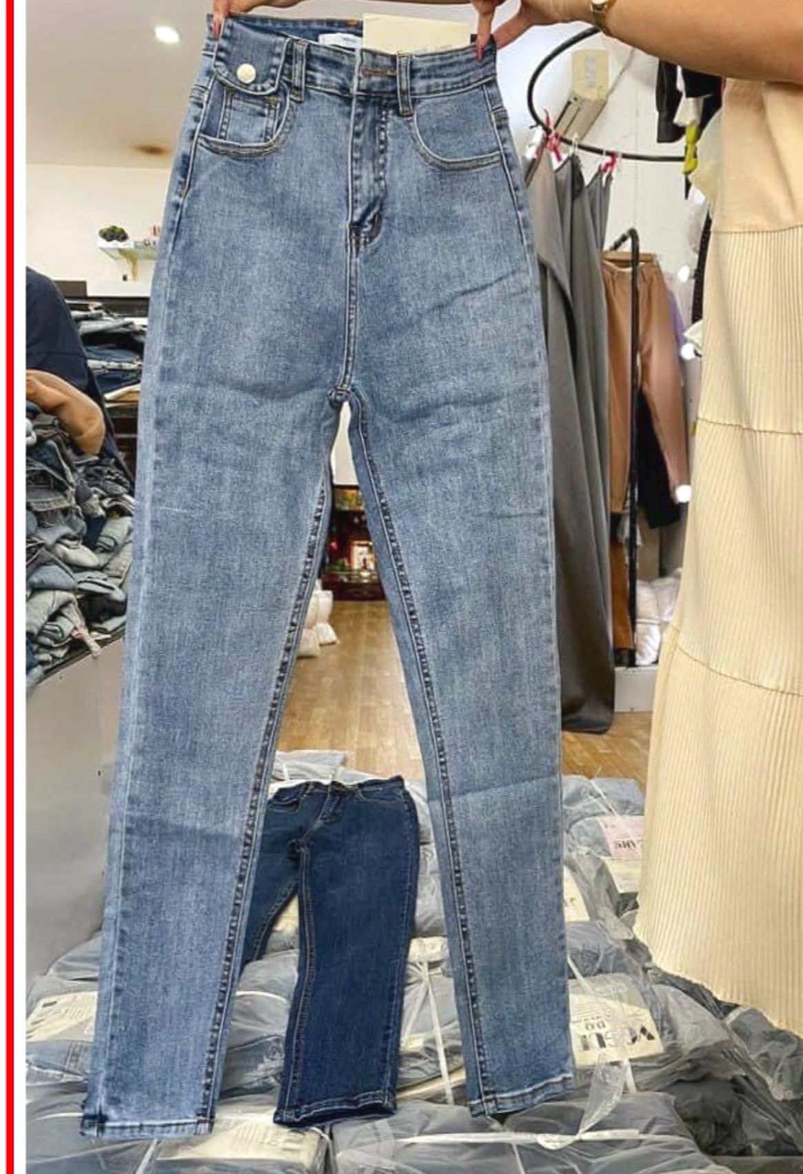 Quần jean nữ KIỂU LẮP TÚI 1 BÊN - hai cúc - lưng cao size 26 - 30  JLJ25