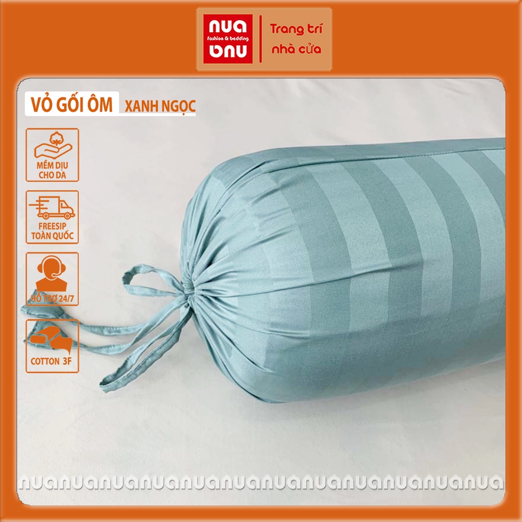 Vỏ gối ôm cotton 3F có dây rút vải nhập khẩu thấm hút tốt, áo gối ôm 3F sọc đẹp bọc kín ruột gối ôm 35x100cm