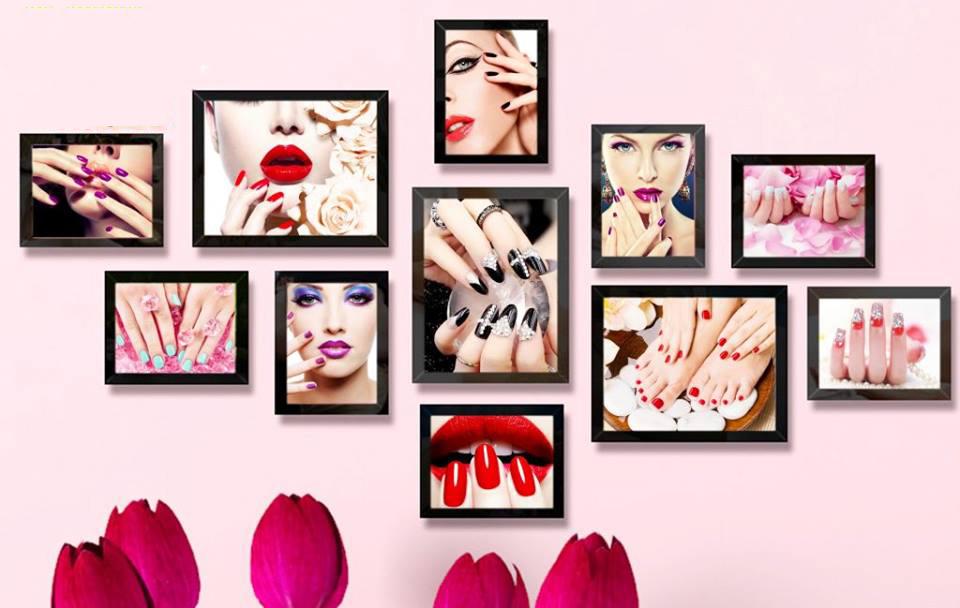 Ka179 nail salon wall photo frame (with 3-prong nails)