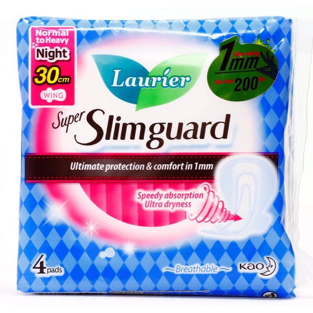 Băng vệ sinh Laurier Super Slimguard ban đêm có cánh bịch 8 miếng, chất lượng đảm bảo an toàn đến sức khỏe người sử dụng, cam kết hàng đúng mô tả