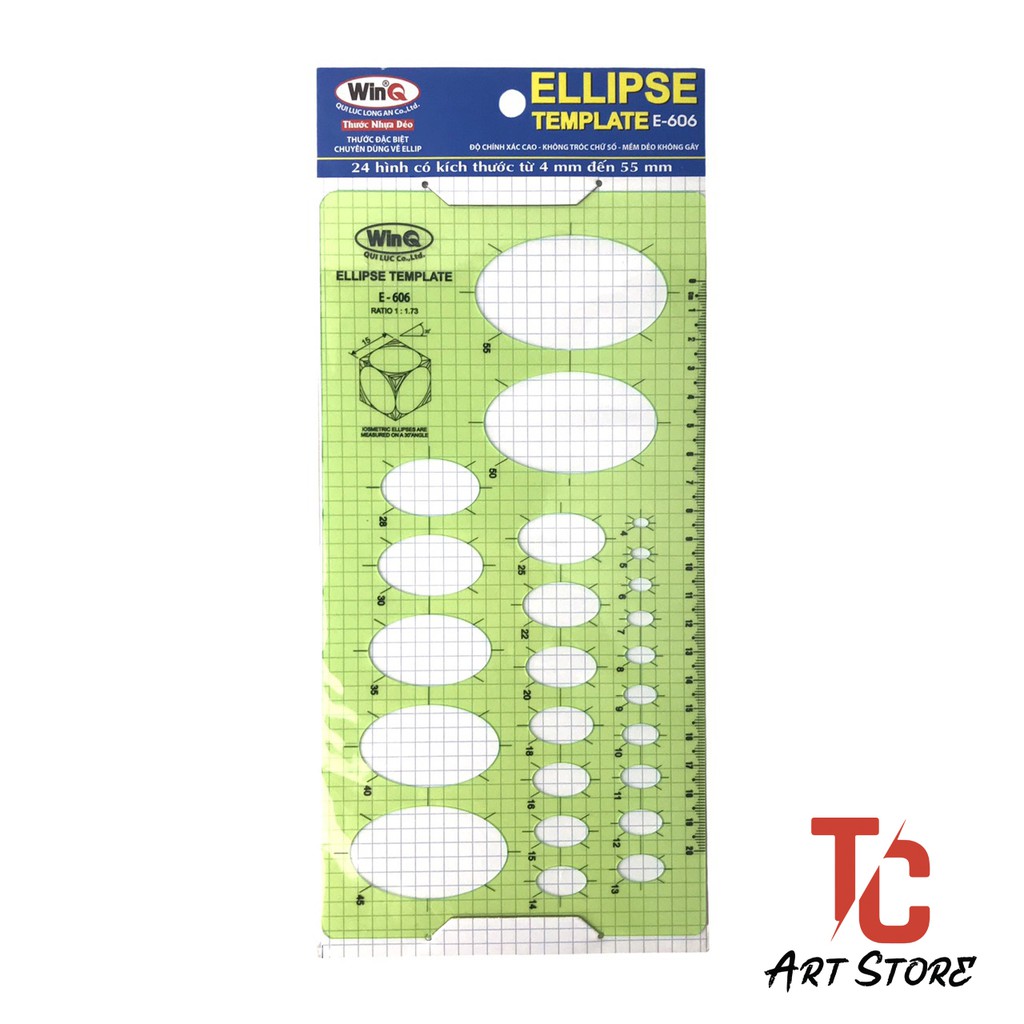 Thước Ellip, Thước Vẽ Kỹ Thuật, Ellipse Template Ruler E-606