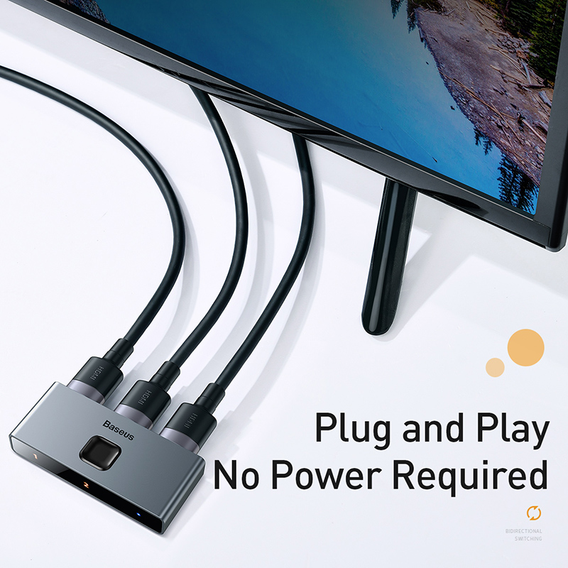 Bộ Chia HDMI 2 Chiều Baseus Matrix | 2 In 1 Out / 1 In 2 Out, Hỗ Trợ 4K/30Hz