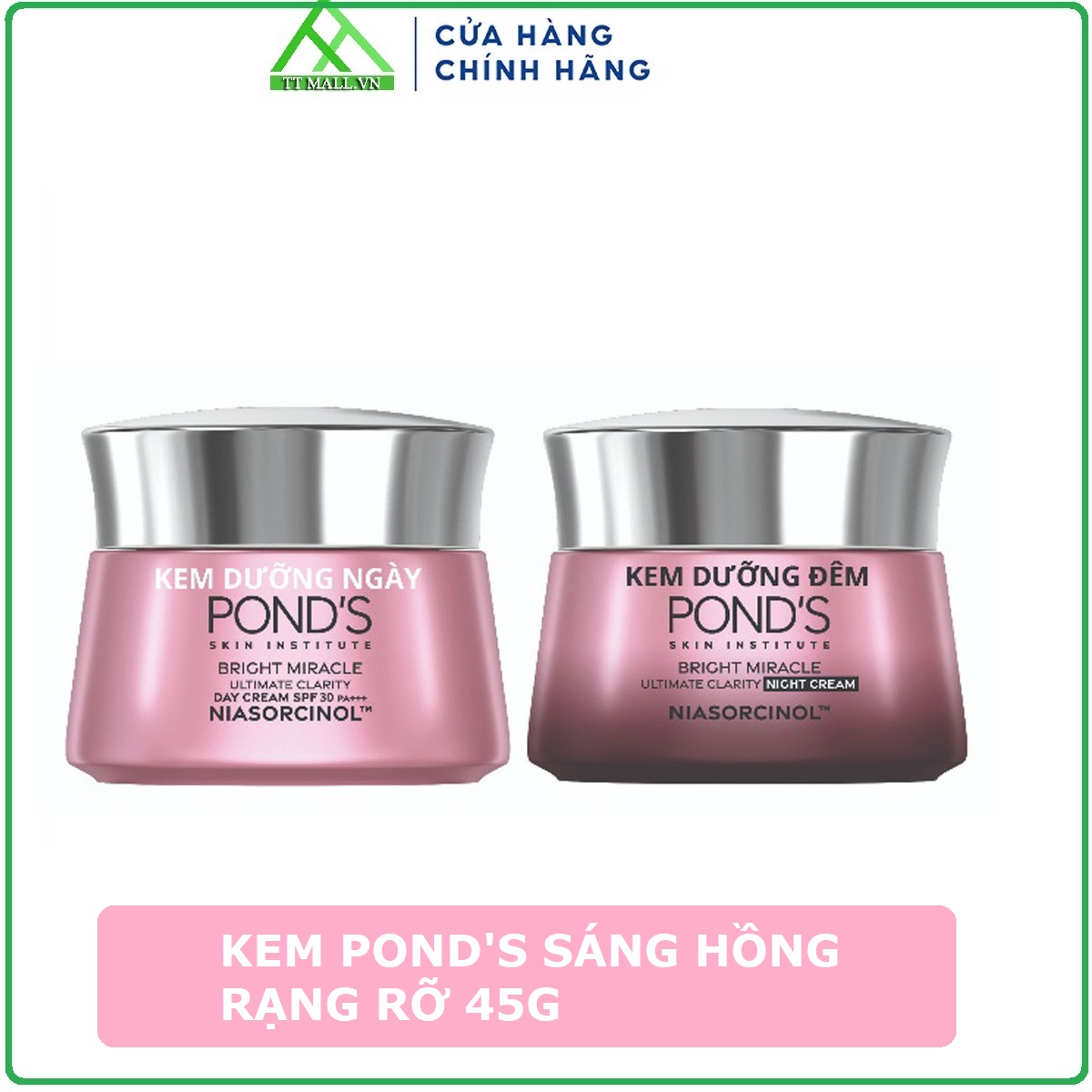 Combo: Pond's Trắng Hồng Rạng Rỡ (Sữa Rửa Mặt Kem Dưỡng Ngày Và Đêm Nước Hoa Hồng)