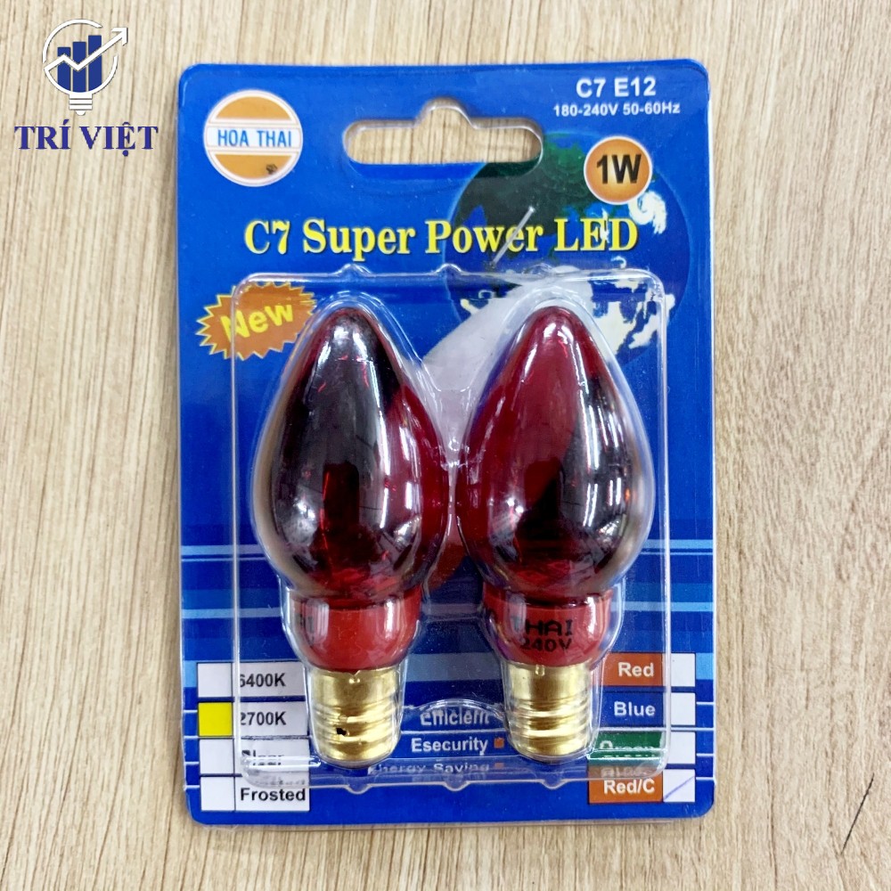 [HCM]Cặp bóng led trái ớt để bàn thờ 1W E12 HÒA THÁI (2 cái đèn)