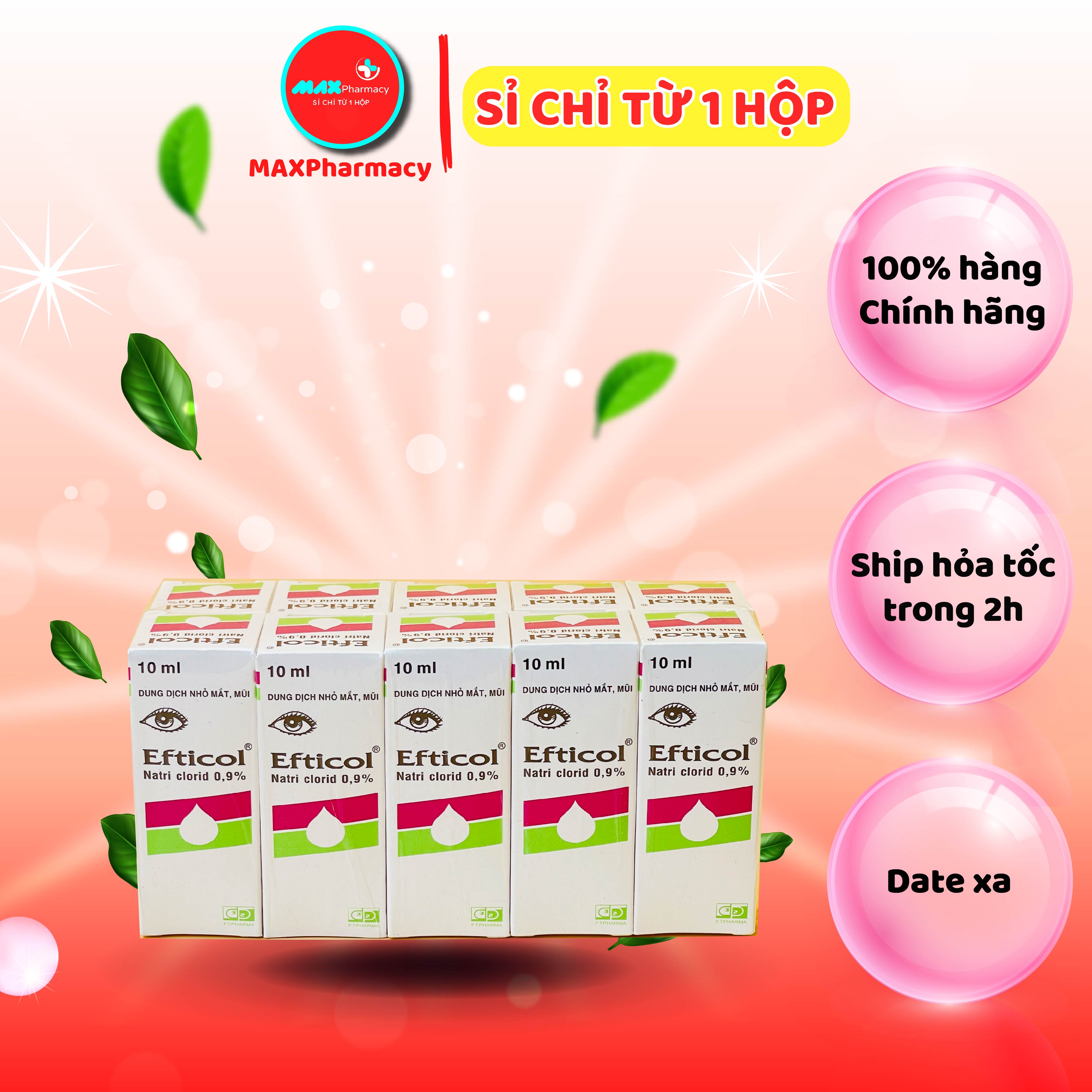 Efticol natri clorid 0.9% 10ml dùng nhỏ mắt, vệ sinh mũi chai 10ml - maxpharmacy