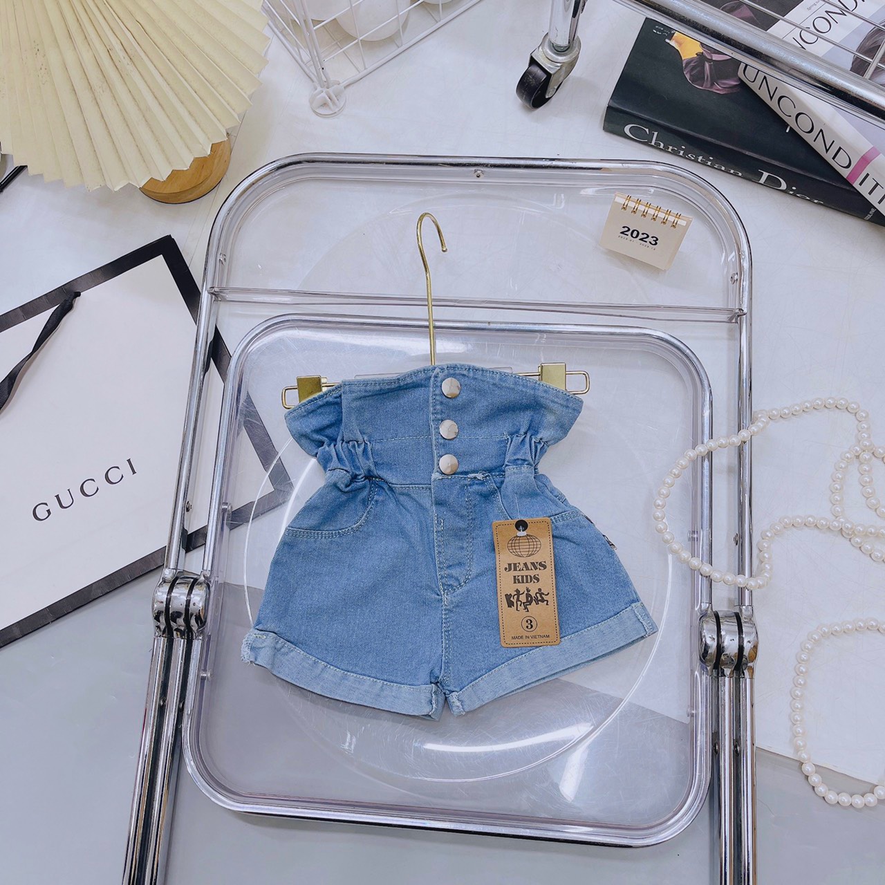 Quần sooc 3 cúc cạp cao siêu chảnh cho bé gái - QS3C