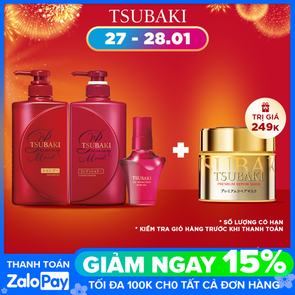 Bộ sản phẩm Tsubaki dưỡng tóc bóng mượt và bảo vệ tóc trước tác hại của tia UV nhập khẩu
