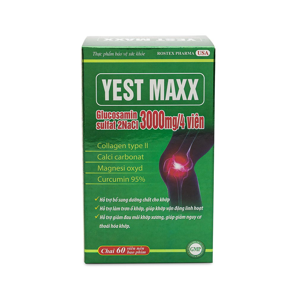 Viên Uống Bổ Xương Khớp Glucosamine Yest Maxx giảm đau nhức mỏi xương khớp giảm thoái hóa khớp - Hộp 60 viên