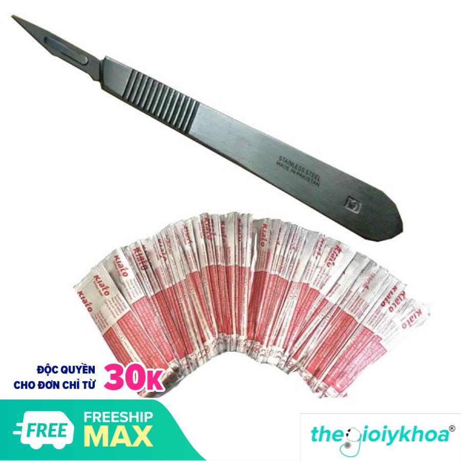 [HCM]Combo Lưỡi dao mổ lưỡi dao khoét sáo số 11(100 lưỡi) + Cán dao mổ số 3 Chất Lượng Cao Thegioiykhoa