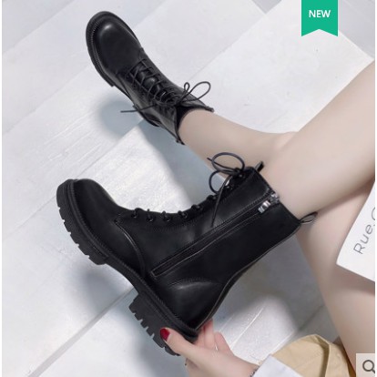 BỐT ĐEN DR.MARTIN ULZZANG CỔ CAO KÉO KHÓA (có ảnh thật ở cuối)