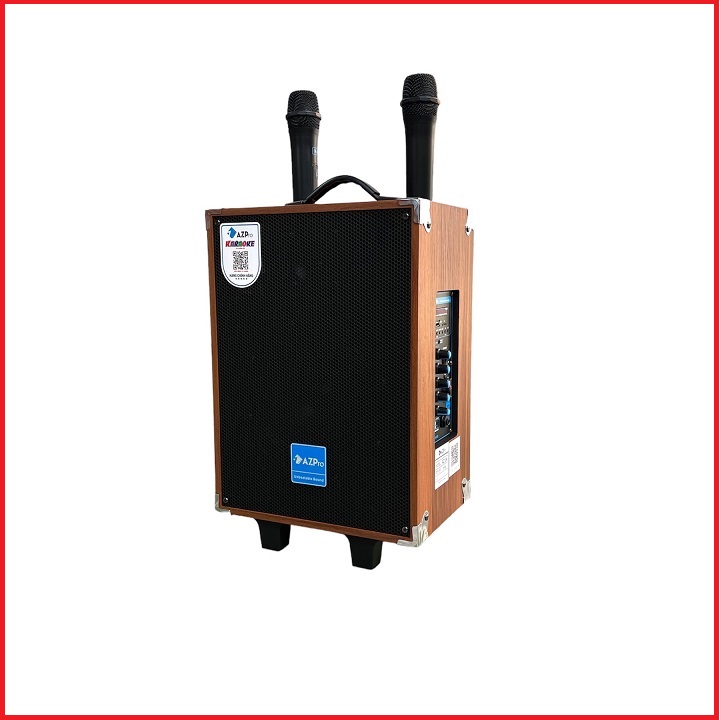 Loa kéo Bluetooth chính hãng AZPRO,AZ-8, Bass 20 thùng gỗ cao cấp, Tặng  2 mic không dây hút âm tốt