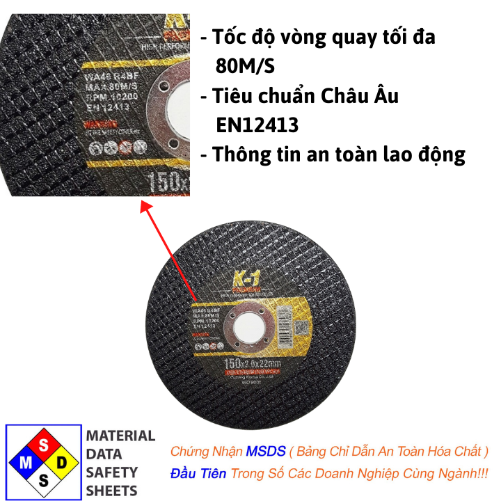 ĐÁ CẮT SẮT 150 | Đá cắt K1 đen 150 | Đá cắt sắt phi 150
