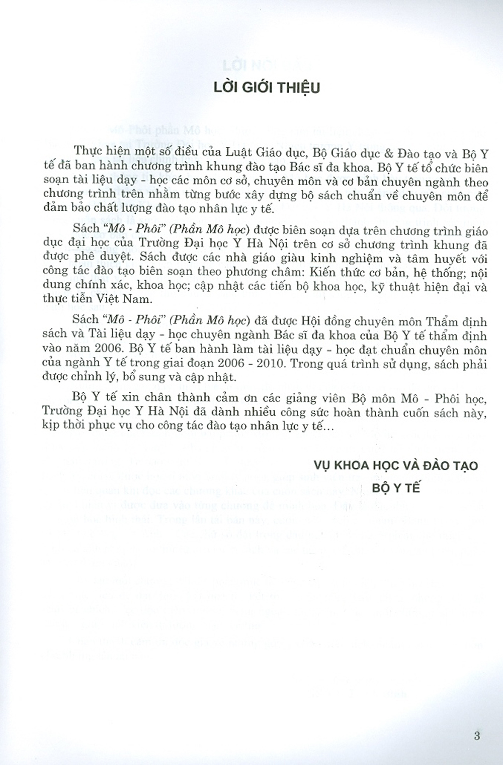 Mô-Phôi - Phần Mô Học (Sách Đào Tạo Bác Sĩ Đa Khoa)