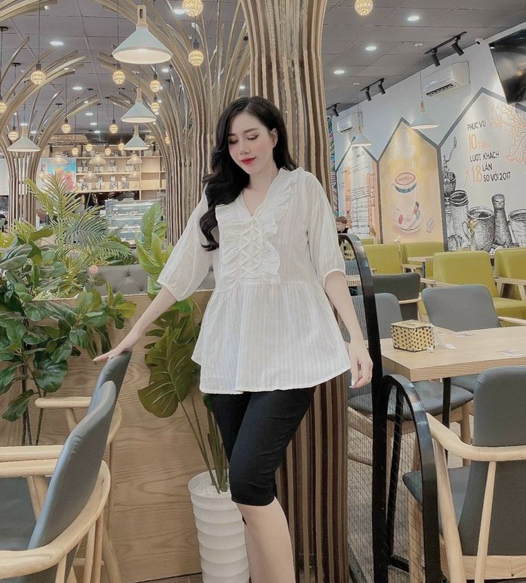 Áo bầu công sở chất mát thời trang áo bầu màu trắng mùa hè