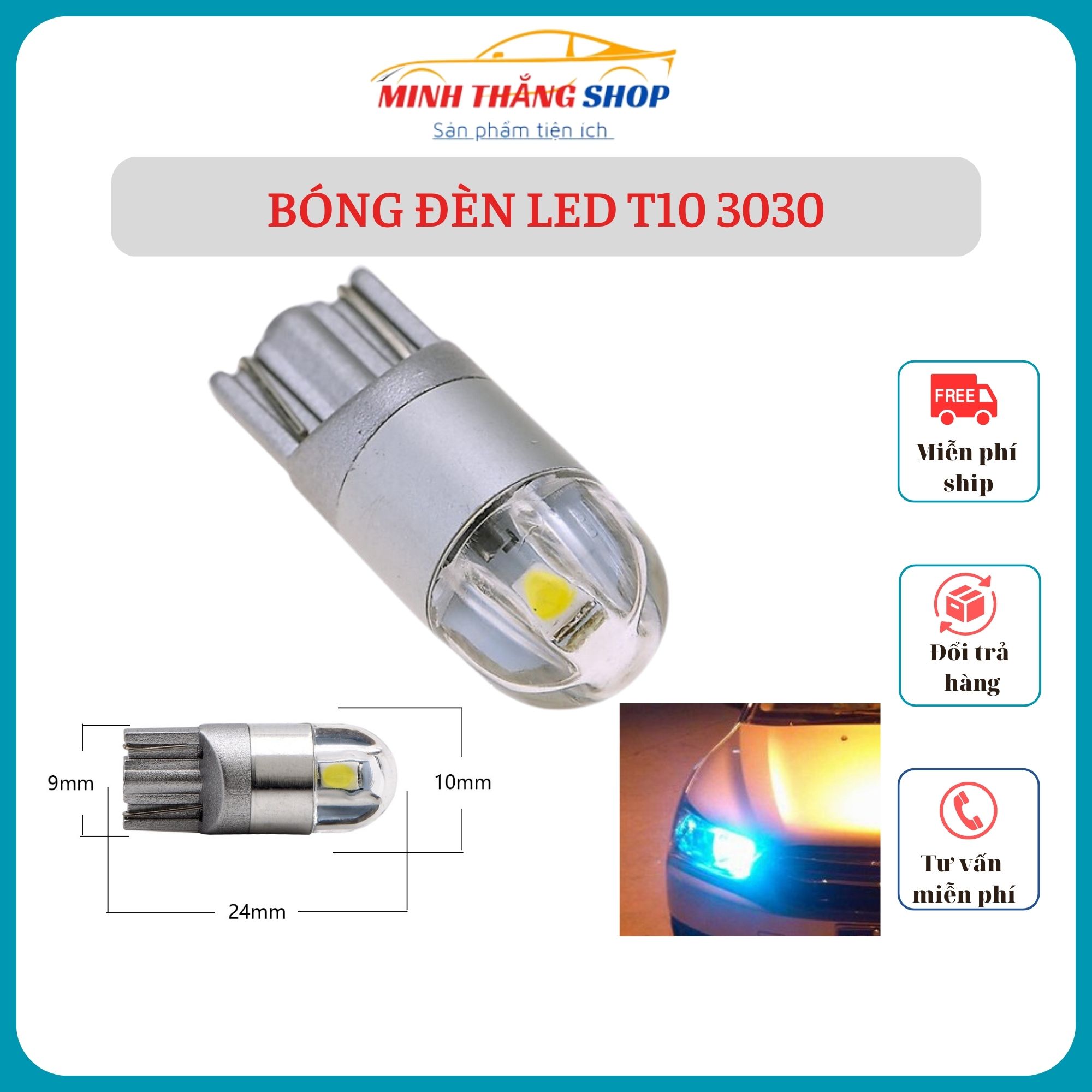 Bóng đèn Led T10 3030 2 nhân siêu sáng