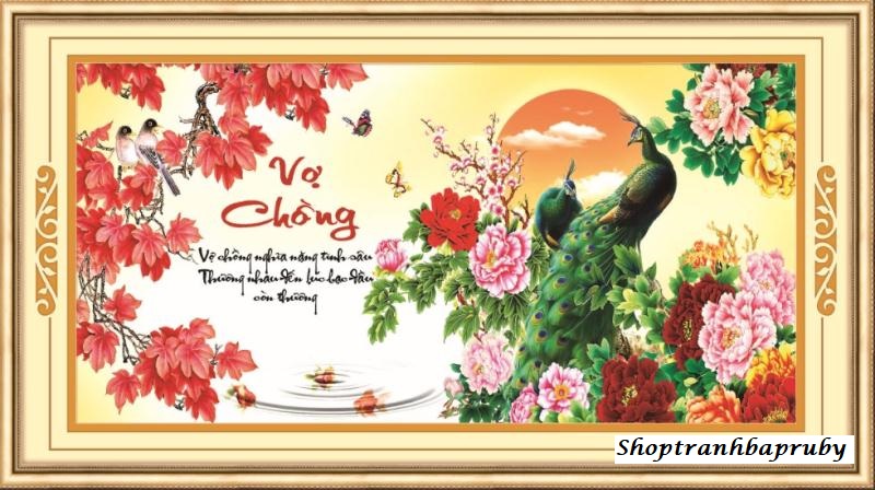 [HCM]Tranh đính đá Vợ Chồng đôi công 88751 kích thước 90 x 50 cm