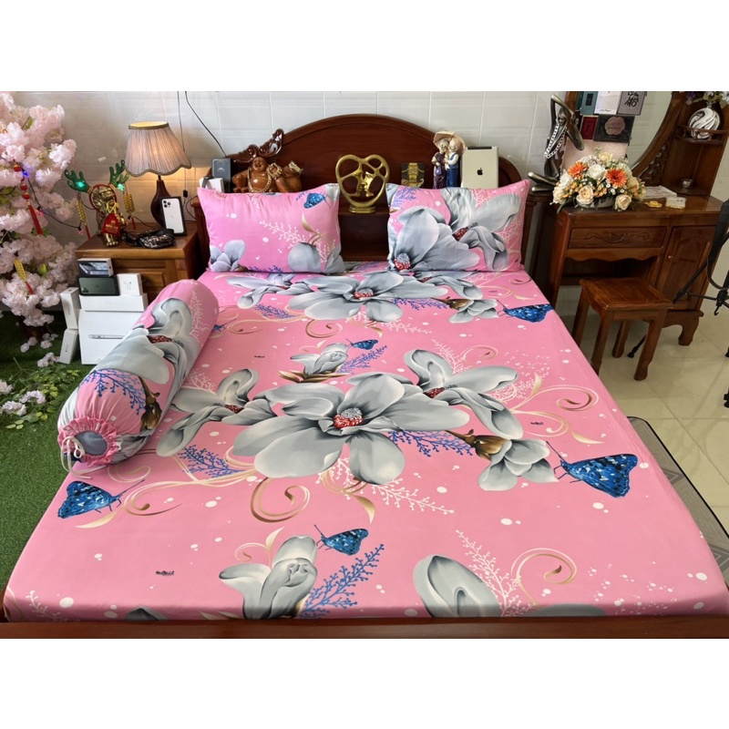 Bộ ga gối thun hàn quốc hoa sứ siêu sang ( nhận may theo yêu cầu)