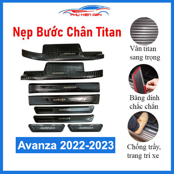 Ốp bậc cửa lên xuống ô tô Toyota Avanza 2022-2023 mẫu titan