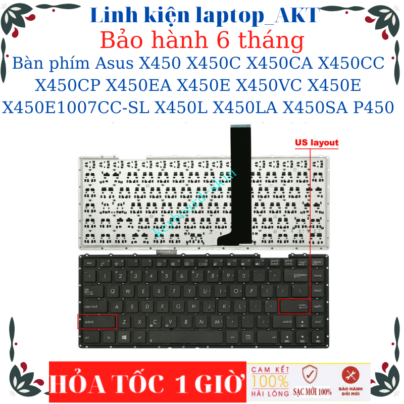 Bàn phím laptop asus x450 x450c x450ca x450cc x450cp x450ea x450e x450vc x450e x450e1007cc-sl x450l x450la x450sa p450